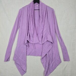 Lululemon Purple‎ Draped Open Front Cardigan Ribbed Back Thumbholes Knit Sweater